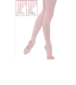 Childrens convertible dance tights in pink. Ideal for ballet dancing or other styles of dancing.